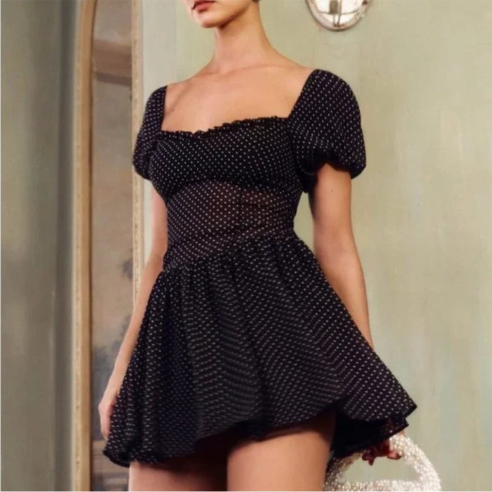 Reformation Black Polka Dot Dress